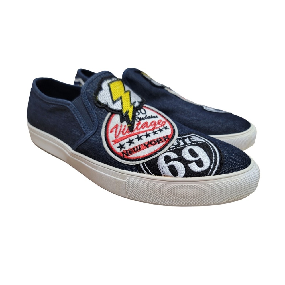 Steve Madden Men's Wasdin Blue Denim Patches Canvas Casual Shoes Sz 10.5 M NWB
